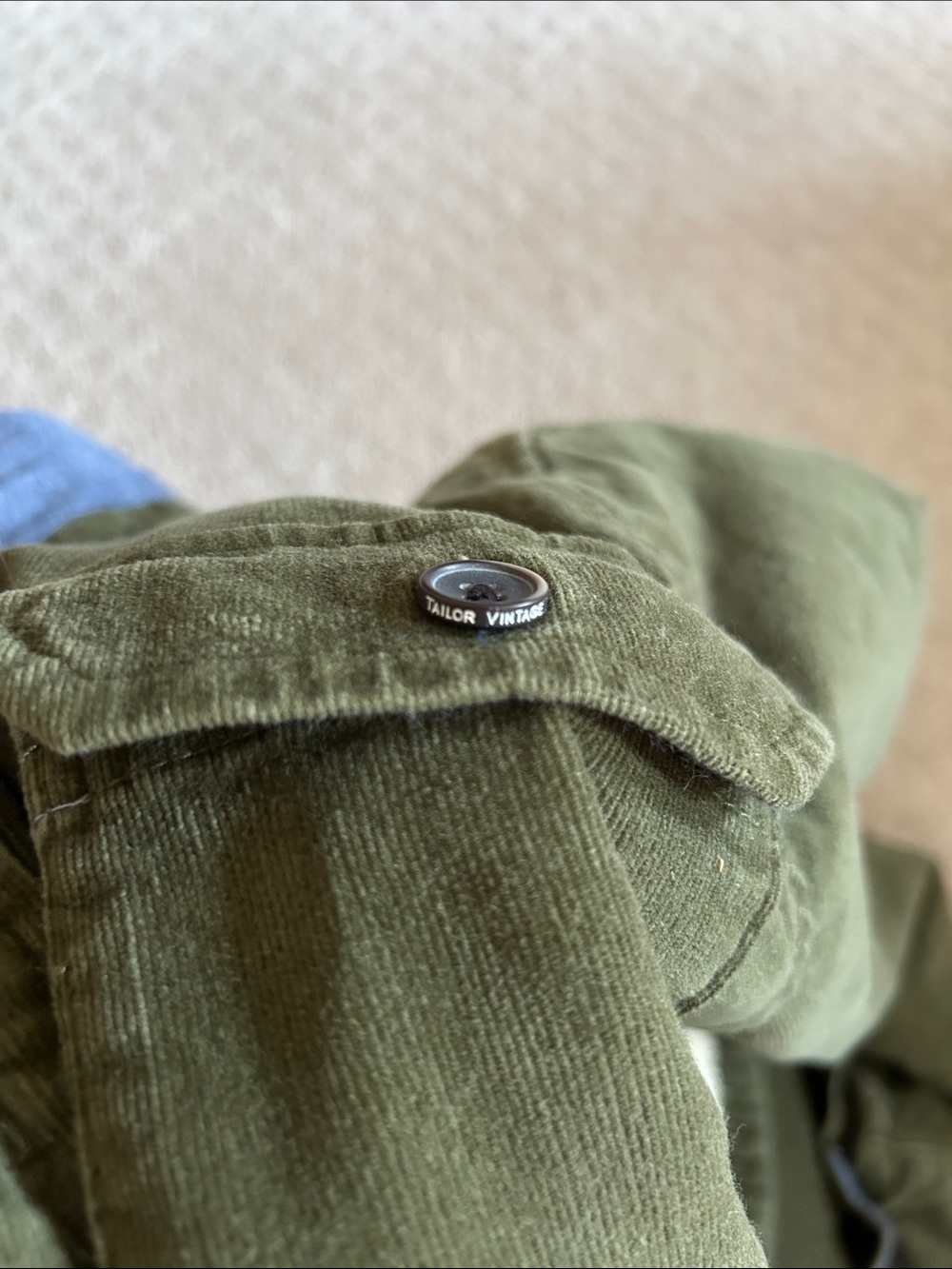 Taylor Vintage Olive Green Corduroy Sherpa-Lined Field Jacket / Shacket, Small - Picture 6 of 6